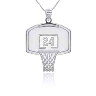 Gold Personalized Basketball Hoop Reversible Pendant Necklace (Available in Yellow/White/Rose)