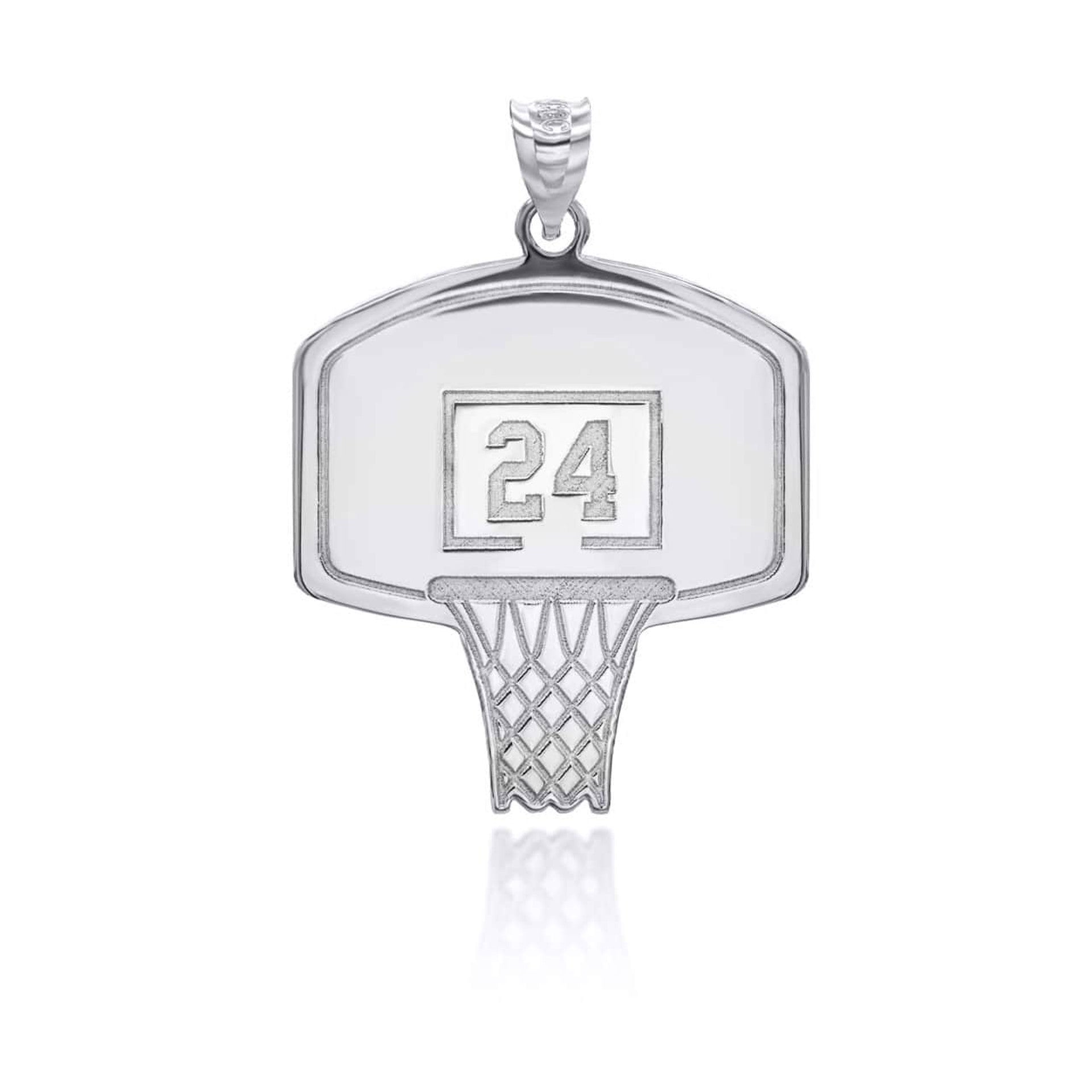 Gold Personalized Basketball Hoop Reversible Pendant Necklace (Available in Yellow/White/Rose)