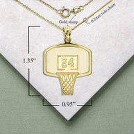 Gold Personalized Basketball Hoop Reversible Pendant Necklace (Available in Yellow/White/Rose)