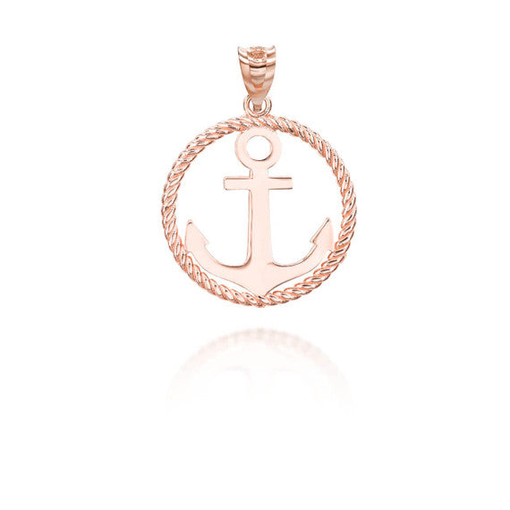 Solid Gold Sea Anchor Pendant Necklace (Available in Yellow/Rose/White Gold)