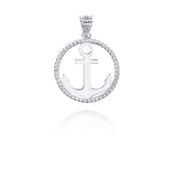 Solid Gold Roped Circle Anchor Pendant Necklace (Available in Yellow/Rose/White Gold)