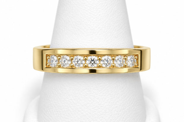 10K Yellow Gold Men's Diagonal Pave Accent Band