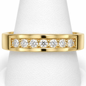 10K Yellow Gold Women's Diagonal Pave Accent Band