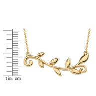 14k Solid Gold Olive Branch Horizontal Necklace(Available in Yellow/Rose/White Gold)
