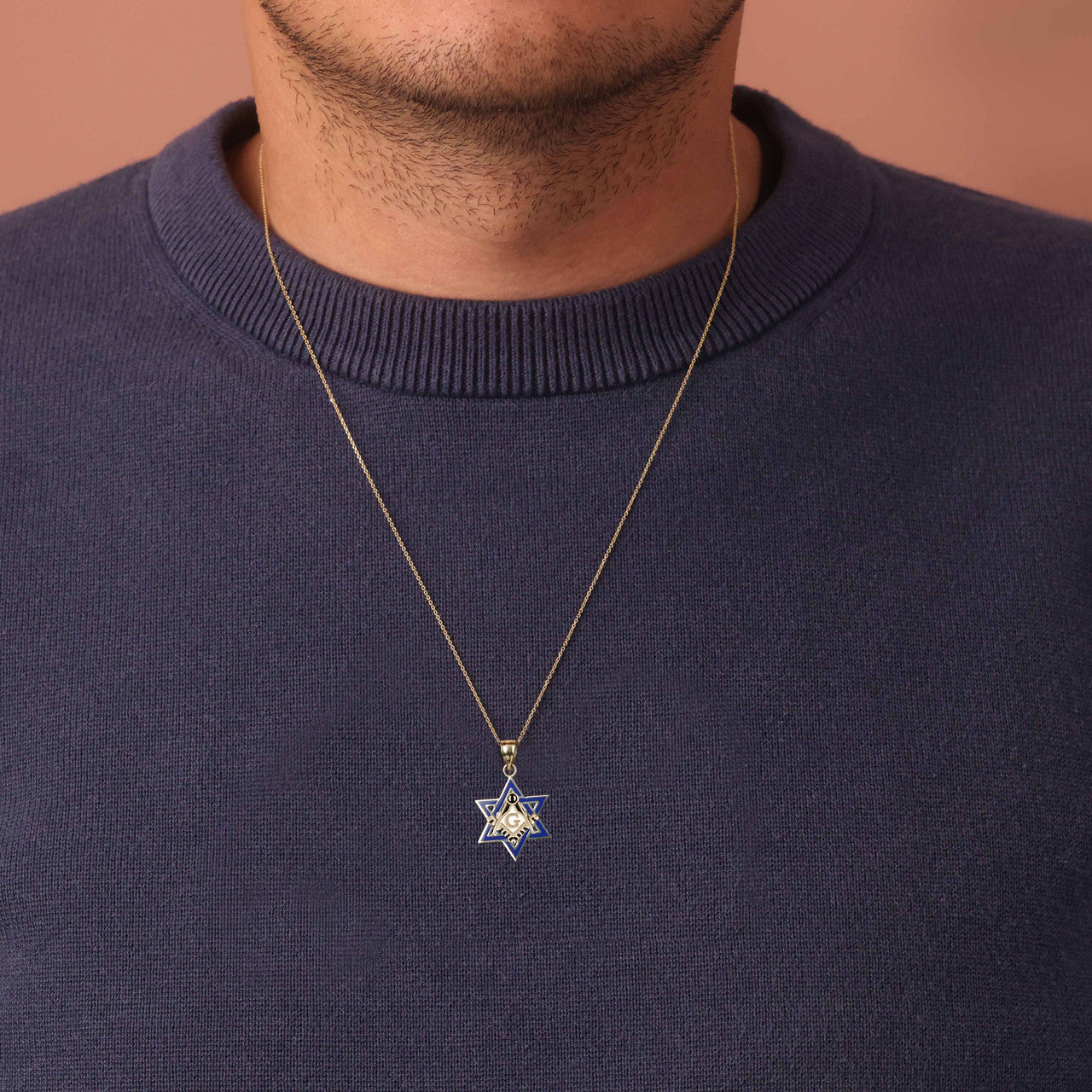 Gold Jewish Star of David Necklace - Masonic Jewelry
