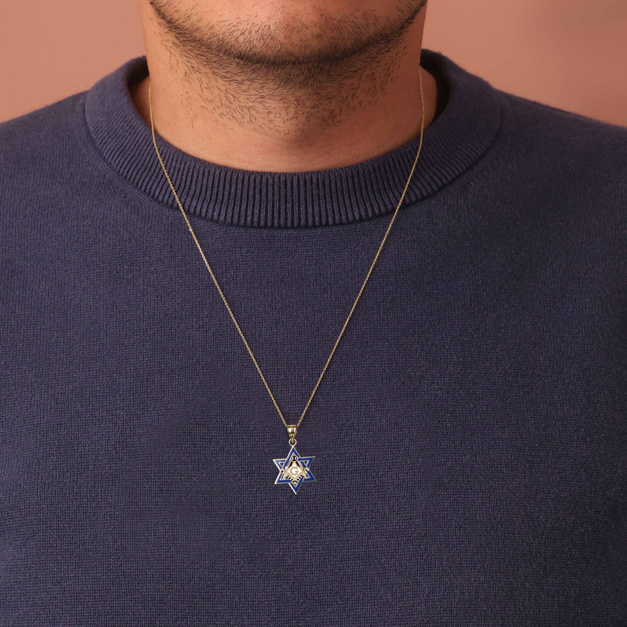 Gold Jewish Star of David Necklace - Masonic Jewelry