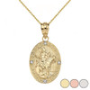 Engravable Diamond Saint Martin of Tours Pray For Us Oval Pendant Necklace (1.04