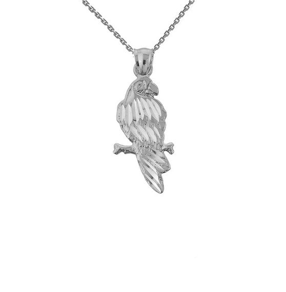 Solid Gold Parrot Pendant Necklace (Available In Yellow/Rose/White Gold)
