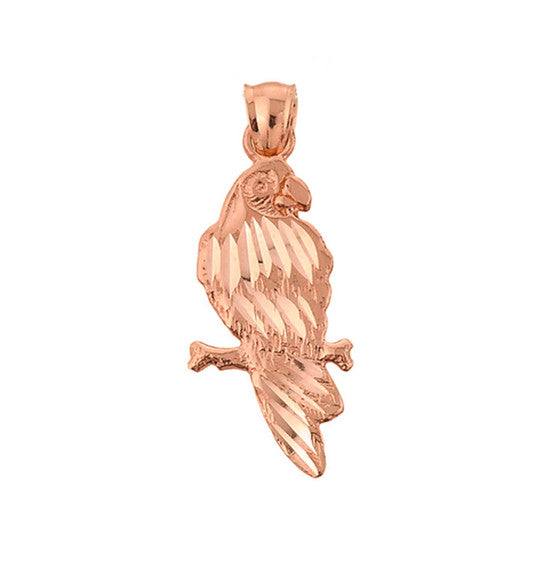 Solid Gold Parrot Pendant Necklace (Available In Yellow/Rose/White Gold)