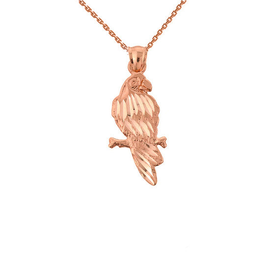 Solid Gold Parrot Pendant Necklace (Available In Yellow/Rose/White Gold)