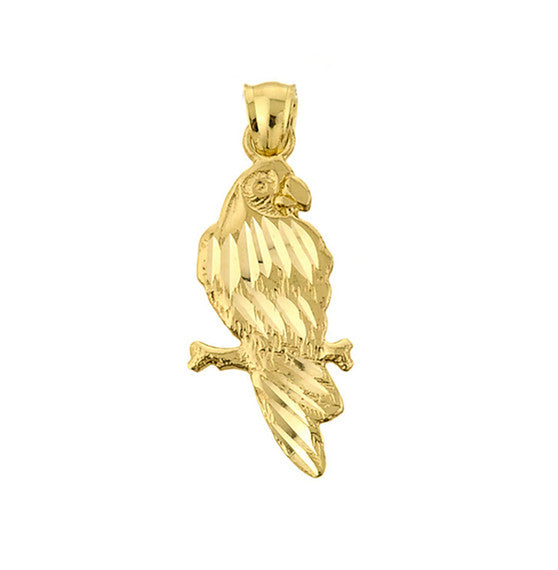 Solid Gold Parrot Pendant Necklace (Available In Yellow/Rose/White Gold)