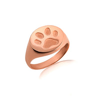 Gold Dog Paw Print Pet Signet Ring (Available in Yellow/Rose/White Gold)