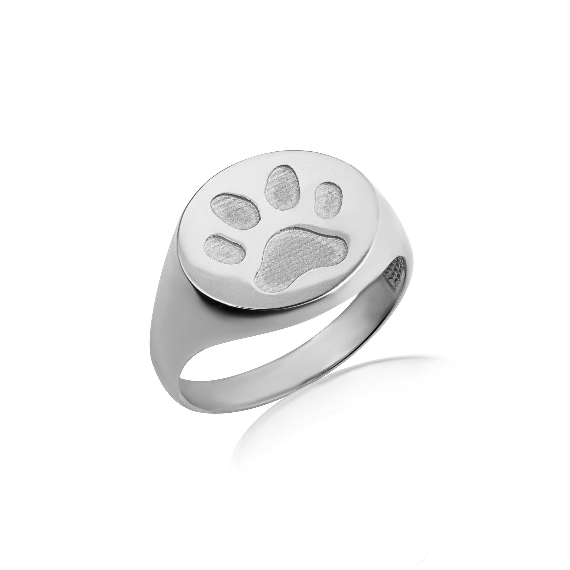 .925 Sterling Silver Dog Paw Print Pet Signet Ring