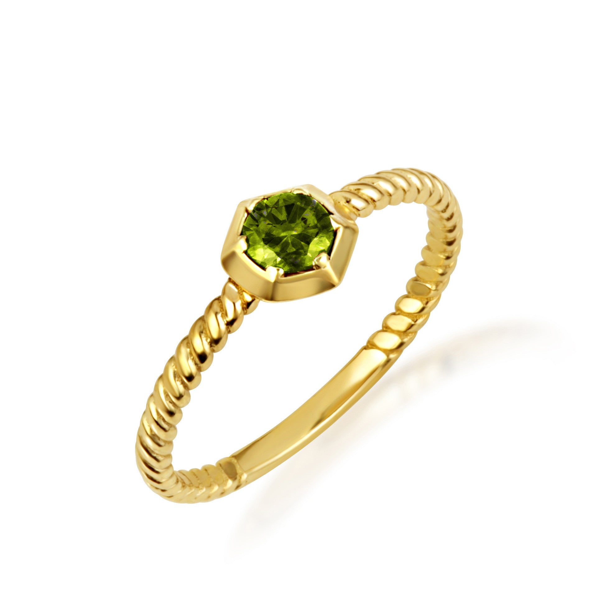 Gold Personalized Genuine Gemstone Rope Ring (Available in Yellow/Rose/White Gold)