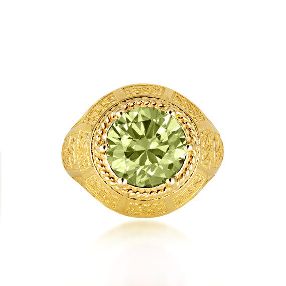 Gold Irish Celtic Trinity Knot Gemstone Rope Ring (Available in Yellow/Rose/White Gold)