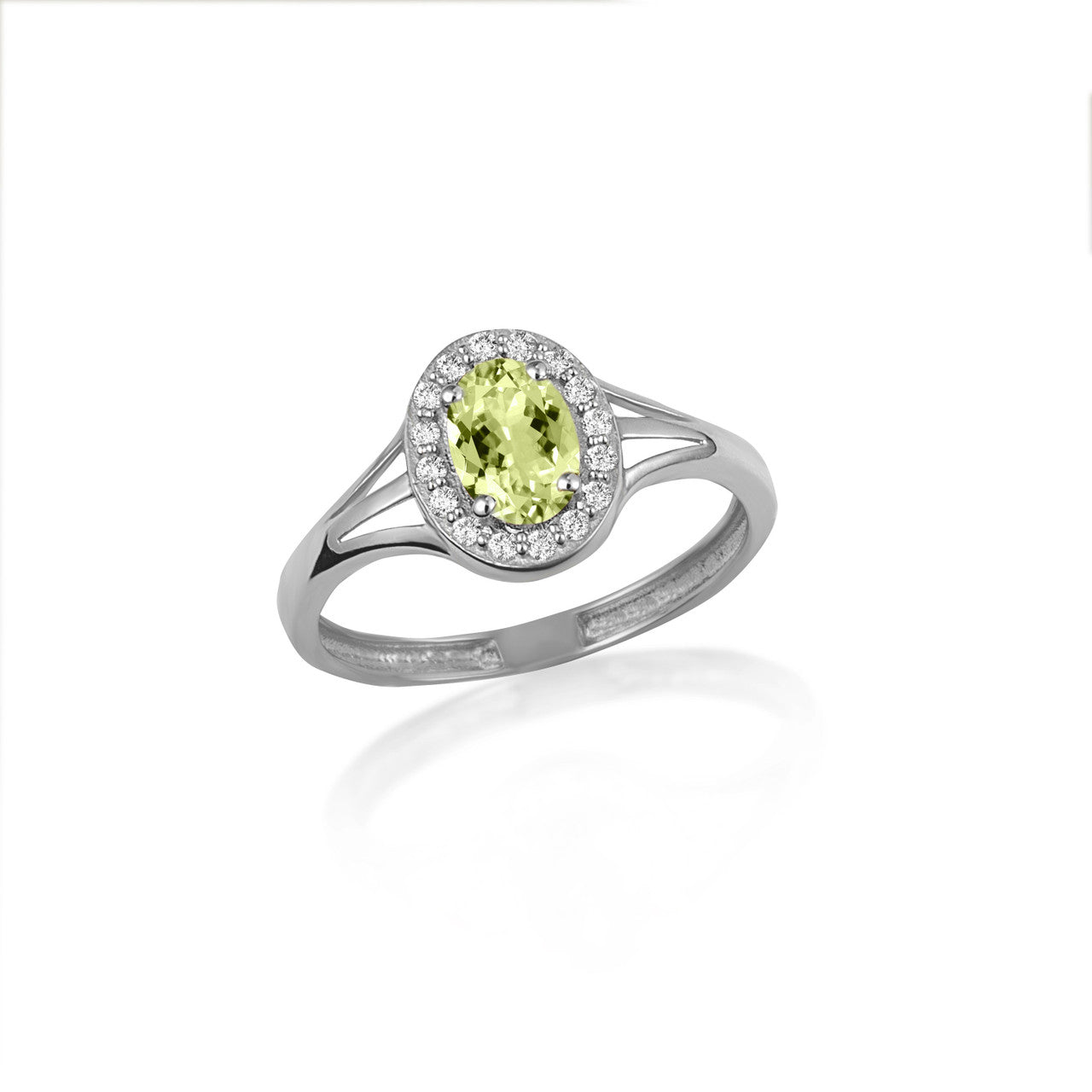 .925 Sterling Silver Custom Oval Birthstone Cubic Zirconia Halo Ring