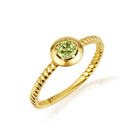 Gold Custom Genuine Gemstone Rope Ring (Available in Yellow/Rose/White Gold)
