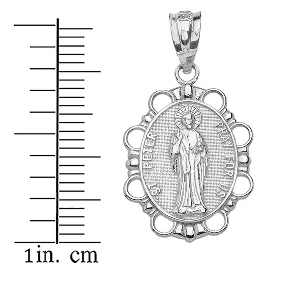 Sterling Silver Miraculous Medal of Our Lady of Graces Pendant Necklace (Small)