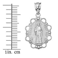 Sterling Silver Miraculous Medal of Our Lady of Graces Pendant Necklace (Small)