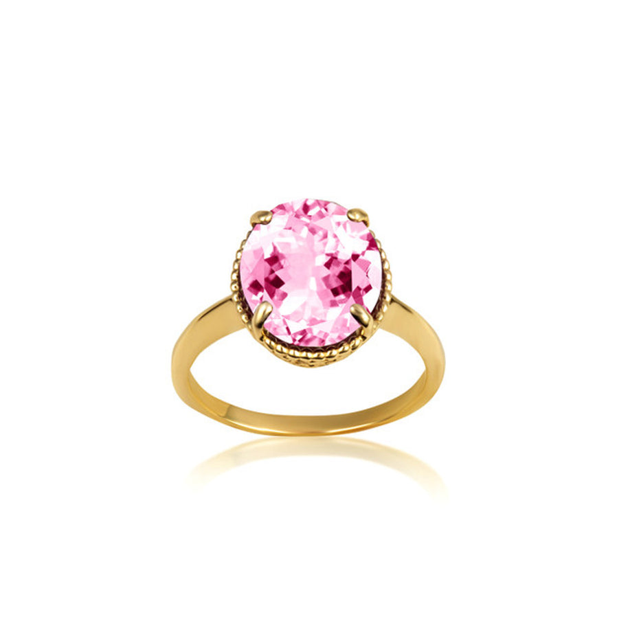 Gold Classic Roped Gemstone Love Ring (Available in Yellow/Rose/White Gold)