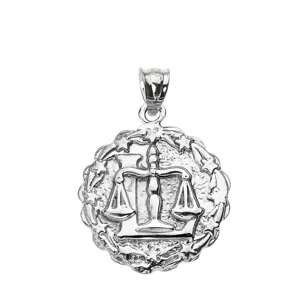 Sterling Silver Zodiac Sign Round Pendant Necklace