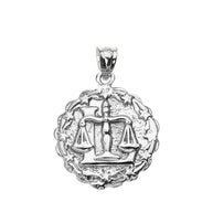 Sterling Silver Zodiac Sign Round Pendant Necklace