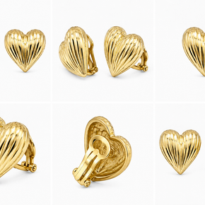 10K Yellow Gold Puffy Textured Heart Earrings