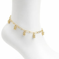 10K Yellow Gold Teddy Bear Paperclip Anklet
