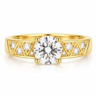 10K Yellow Gold Women's Triangle Accent CZ Solitaire Ring