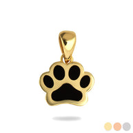 Gold Enamel Pet Dog Paw Print Pendant Necklace (Available in Yellow/Rose/White Gold)
