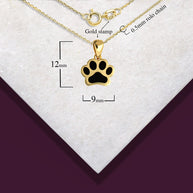 Gold Enamel Pet Dog Paw Print Pendant Necklace (Available in Yellow/Rose/White Gold)