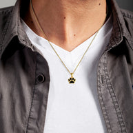 Gold Enamel Pet Dog Paw Print Pendant Necklace (Available in Yellow/Rose/White Gold)