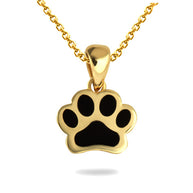 Gold Enamel Pet Dog Paw Print Pendant Necklace (Available in Yellow/Rose/White Gold)