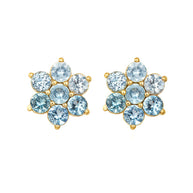 14K Yellow Gold Flower Petal Gemstone Earrings