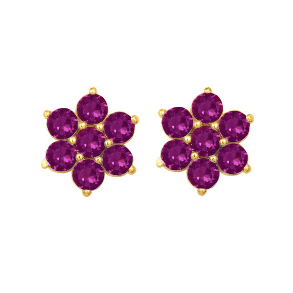 14K Yellow Gold Flower Petal Gemstone Earrings