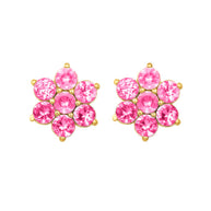 14K Yellow Gold Flower Petal Gemstone Earrings