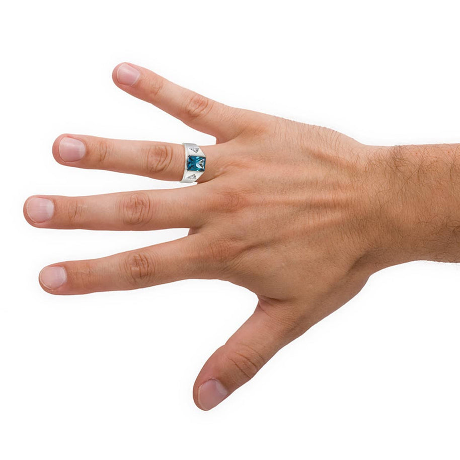 .925 Sterling Silver Personalized Emerald Cut Birthstone Side Studded CZ Ring