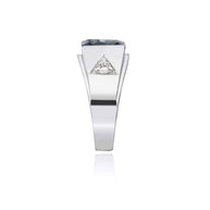 .925 Sterling Silver Personalized Emerald Cut Birthstone Side Studded CZ Ring