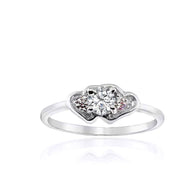.925 Sterling Silver Personalized Birthstone Double Heart CZ Love Ring