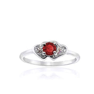 Gold Personalized Birthstone Double Heart CZ Love Ring (Available in Yellow/Rose/White Gold)