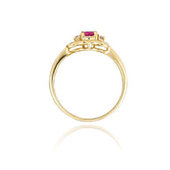 Gold Personalized Birthstone Double Heart CZ Love Ring (Available in Yellow/Rose/White Gold)