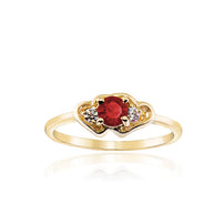 Gold Personalized Birthstone Double Heart CZ Love Ring (Available in Yellow/Rose/White Gold)