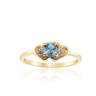 Gold Personalized Birthstone Double Heart CZ Love Ring (Available in Yellow/Rose/White Gold)