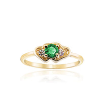 Gold Personalized Birthstone Double Heart CZ Love Ring (Available in Yellow/Rose/White Gold)