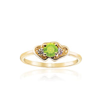 Gold Personalized Birthstone Double Heart CZ Love Ring (Available in Yellow/Rose/White Gold)