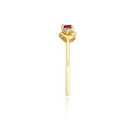 Gold Personalized Birthstone Double Heart CZ Love Ring (Available in Yellow/Rose/White Gold)