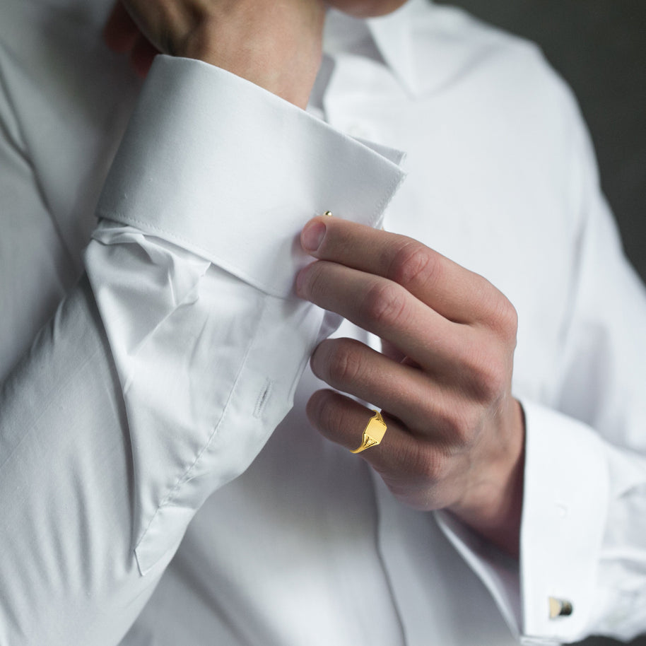 Gold Art Deco Square Engravable Signet Ring (Available in Yellow/Rose/White Gold)