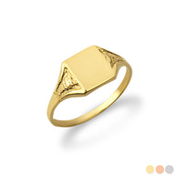 Gold Art Deco Square Engravable Signet Ring (Available in Yellow/Rose/White Gold)