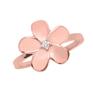 Gold Diamond Hawaiian Plumeria Flower Petal Ring (Available in Yellow/Rose/White Gold)