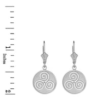 Sterling Silver Celtic Triple Spiral Triskele Irish Knot Disc Earring Set